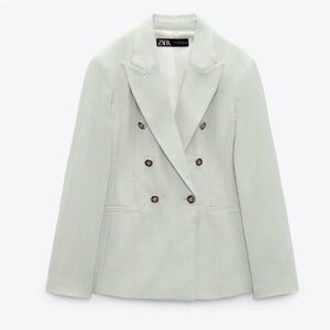 Zara Women's Mint Double-Breasted Blazer